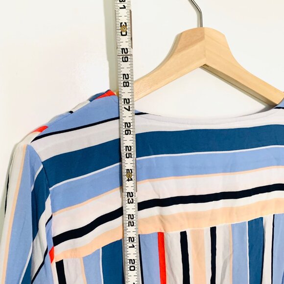 Lane Bryant Size 20 Striped Peplum Button-Front Rayon Blouse With Long Sleeves - Picture 8 of 11